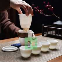 여름상회 휴대용_차생활_[순수]_4인_백자_다기세트_찻잔_도자기 DE37, 상세페이지 참조