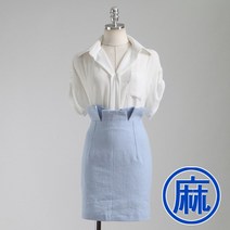 SK1568 슬라브 마직 튤립 하이 미니스커트
