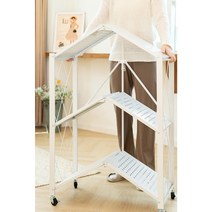 트루프 접이식 인테리어 바퀴 달린 수납장 폴딩 철제 다용도 인더스트리얼 선반, 화이트