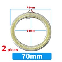 2x 자동차/오토바이 천사 눈 LED COB 라이트 60mm 70mm 80mm 자동 헤드 스타일링 서클 12V 화이트 6000K 자동차, [02] 2pcs 70mm