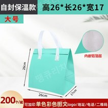 일회용보냉백 가방 손잡이 컬러 테이크아웃용 특수 알류미늄 호일 디저트 케이크 포장, 그린(가로26) 100개