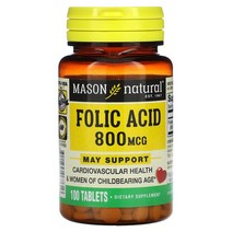 Mason Natural (메이슨 내추럴) 엽산 800mcg 옵션확인필수, 800 mcg