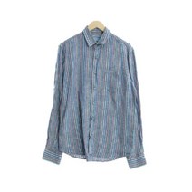 toscana 블루 스트라이프 린넨 긴팔셔츠 남자 M [110] 8785