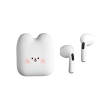 SIBYL 귀요운 캐릭터 미니 무선 블루투스 5.3 이어폰, TM-46, 화이트