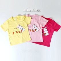 데일리샵 런레빗 티 셔츠 반팔 여름 여아 유아 아동 키즈 등원룩