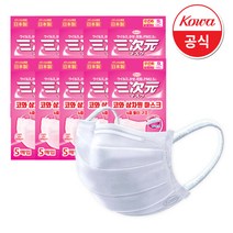 [일본 직수입] 코와 삼차원마스크 녹차 필터 50매(5매*10팩) 귀 숨쉬기 편한, 5개입, 10개, 핑크