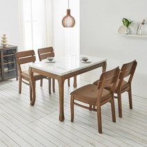 라로퍼니처 프렌치 앤틱 1200 천연 대리석 원목 4인용 식탁 세트 (식탁 의자4), 식탁 의자4