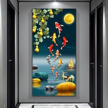 황금 조롱박 구어도 사업 성공을 상징하는 보석십자수 개업 집들이 선물, 60X110CM