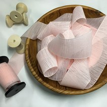 리보너 샤벳리본 하늘하늘한 린넨느낌 가볍고 부드러운 리본 1롤 45m, 40mm, 베이비핑크