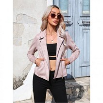 지퍼 업 솔리드 바이크 재킷