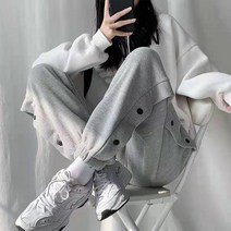 2022 새로운 스포츠 바지 여성 봄 여름 느슨한 회색 캐주얼 바지 스트레이트 브레스트 바지