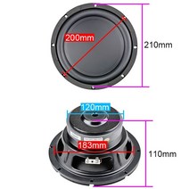 코일 스피커GHXAMP 8 인치 서브 우퍼 스피커 4 Ohm 60W 롱 스트로크 35 코어 보이스 코일 자동차 극장 오디, 한개옵션0