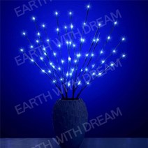 20 전구 LED 버드 나무 가지 조명 램프 자연 높이 꽃병 필러 버드 나무 나뭇 가지 조명 지점 크리스마스 웨딩 장식 조명, 파란