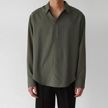 오픈 카라 언발 튜닉 셔츠