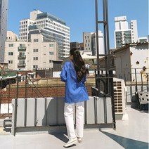 코지 여자 시크한 꾸안꾸 컷팅 무릎 찢청 프리미엄 와이드 팬츠