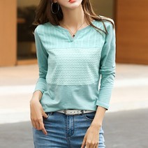 밍키비 Minky Bee 100088C 여성용 레이스패턴 여리 긴팔 티셔츠
