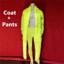 중학교 고등학교졸업사진컨셉 고고 댄서 의상 남성 형광 녹색 모피 블라우스 코트무대의상