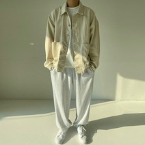 봄 가을 오버핏 워싱 숏 트러커 자켓 / 네츄럴베이지 블랙