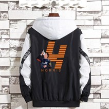 남성 자켓 F1 맥라렌 팀 레이싱 팬 랜도 노리스 윈드 브레이커 패치 워크 지퍼 하라주쿠 의류 스트리트웨어, 검정◆XXXL