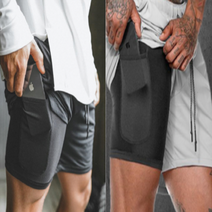 SUPER CREW 2장1세트 투인원 남자 레깅스반바지 5부 헬스복 짐웨어 트레이닝반바지 스포츠 운동복