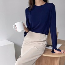 삐까삐까 소매트임 부드러운 라운드티