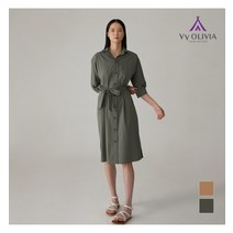 [백화점매장 정품출고] 올리비아로렌 원피스 풀오픈 카라 코튼 원피스__VVCOAXM4241