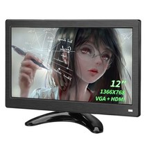 12 인치 PC 모니터 1366x768 Lcd 디스플레이 데스크탑 게임 컴퓨터 화면 평면 패널 HDMI VGA 10.1 휴대용 모니터 오피스 사무 제품 고품질, 12 - 1366X768_AU 플러그
