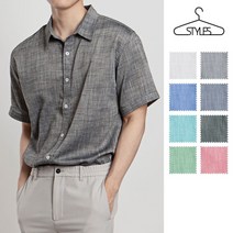 M-4XL 무지 린넨 반팔 셔츠