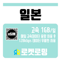 로켓로밍 일본 매일 1GB 무제한데이터 로켓eSIM, 3일
