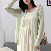 여성 얇은 햇빛차단 원피스코디 가디건 오늘의코디