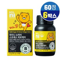 마이니 슈퍼비 스트레스 피로케어 홍견천 추출물 비타민B 비타민비 나이아신 판토텐산 정 식약처인증 건강기능식품, 6개, 스트레스 피로케어 60정