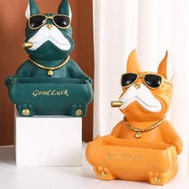 [젊은이마켓] 프렌치 불독 차키 트레이 인테리어 소품 보관함 ( 굿럭박스ver ), 굿럭박스 불독(오렌지)