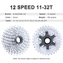 스프라켓 SUNSHINE-도로 자전거 카세트 프리휠 8 9 10 11 12 속도 Velocidade 11-23T/25T/28T/30T/32T/34T, 22 12 Speed 11-32T-