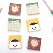소통파이브 귀여운 수다다패밀리 떡 메모지 3종 + 사은품 스티커 10장, 피크닉 메모지 300장 + 스키커 10장