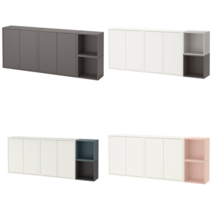 이케아 큐브형 벽선반 EKET 에케트 벽수납콤비네이션 화이트/페일핑크 175x25x70 cm