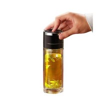 원터치 티보틀 유리물병 차량용, 깔끔한 블랙 500ml  커버 + 청소솔