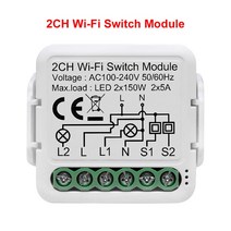 Tuya Wifi 똑똑한 빛 스위치 단위는 2 방법 통제 App 원격 제어를 지원한다 DIY 차단기 100-240V Alexa G, 02 2 Gang, 02 2 Gang