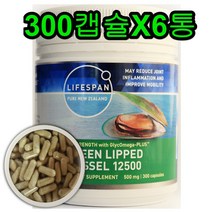 뉴질랜드 초록홍합 12500 300분말캡슐 뉴질랜드 그린녹색푸른입홍합 청홍합 MUSSEL 5개월분, 6개