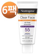 Neutrogena 클리어 페이스 리퀴드 로션 선스크린 위드 SPF 55 3.0fl oz, 6팩