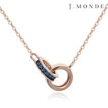 14K 18K 더블링 민트 큐빅 화이트 목걸이 심플 포인트 데일리 여자 일체형 금목걸이