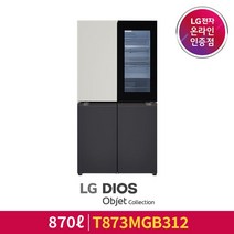 [LG][공식인증점] LG 디오스 오브제컬렉션 노크온 냉장고 T873MGB312, 폐가전수거없음, 폐가전수거없음