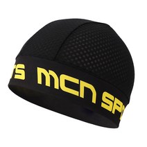 MCN K매쉬 스컬캡 블랙&옐로우 자전거 헬멧속모자 비니 쪽모자, 단일