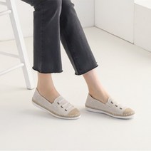 소가죽 에스파듀 슬립온 굽있는 밴딩 플랫슬립온
