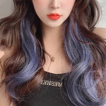 여성 볼륨 가발 컬러 브릿지 붙임 가발 헤어 피스, 실버