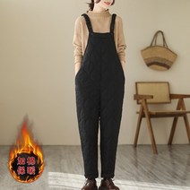여자 겨울 멜빵바지 방한 누빔 솜바지