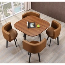 4인가족 화이트 원형 카페테이블세트 사각 라운드 식탁 세트 가정용 공간절약 조립식가구, BL