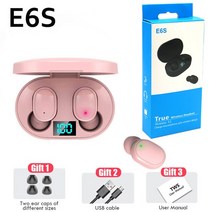 가성비 블루투스 이어폰 E7S 새로운 업그레이드 무선 블루투스 5.2 헤드셋 스포츠 방수 헤드폰 음질 지연, 03 E6S Pink