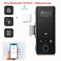 디지털 키 지문 유리문 도어락TTLOCK 원격 잠금 장치 유리 도어 용 스마트 나무 문 동적 코드 자동 디지털, 03 Kit3_04 Type D