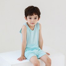 [미니케이] 쿨민트 여름모달 민소매 유아동 주니어 내의 실내복 상하의세트