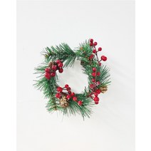 [샤이닝홈] 이너스 조화 크리스마스 캔들링 리스 슈가 레드베리 리스 장식 L 1P, 레드